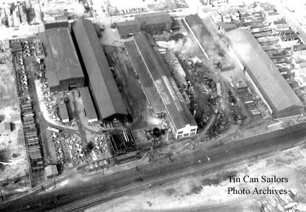 Aerial view of shipyard