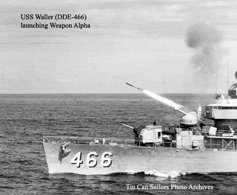 USS Waller (DDE-466) launching Weapon Alpha