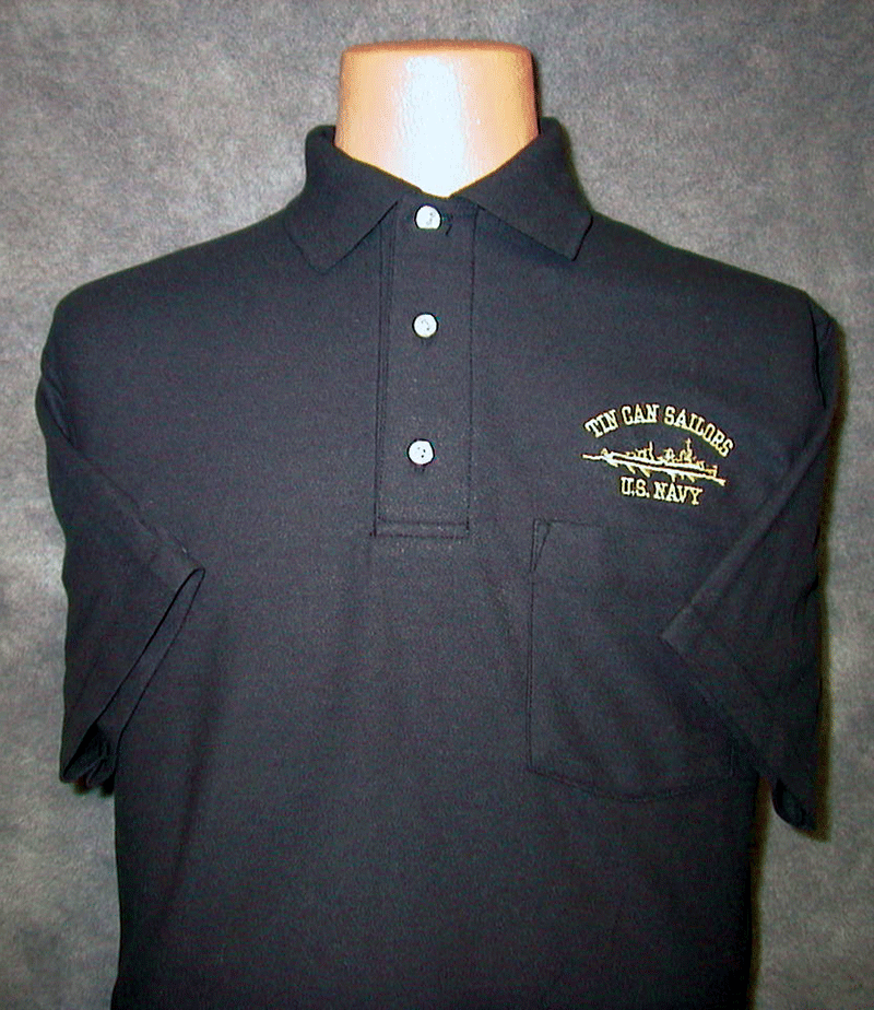 TCS Black Golf Shirt with Gold - Tin Can Sailors